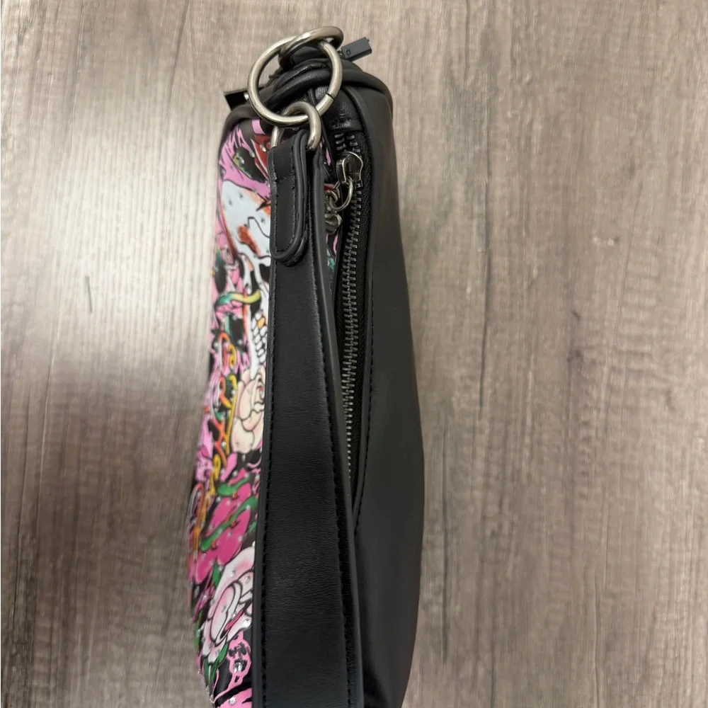 Ed Hardy Black and Pink Skull Tattoo Shoulder Bag NWT Purse - Picture 5 of 6